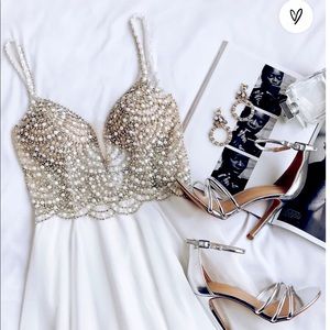 True Love white beaded rhinestone Maxi dress